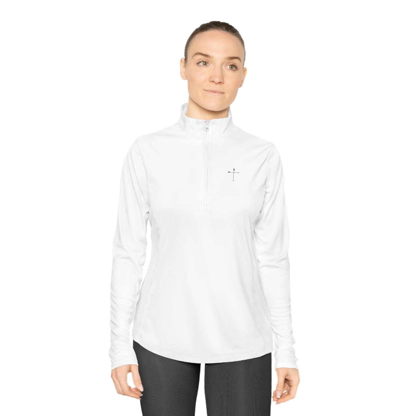 Ski Pole Cross Ladies Quarter-Zip Pullover