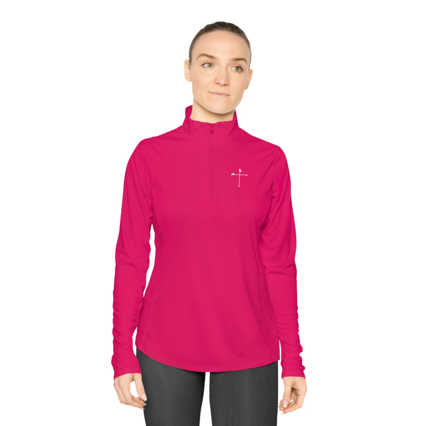 Ski Pole Cross Ladies Quarter-Zip Pullover