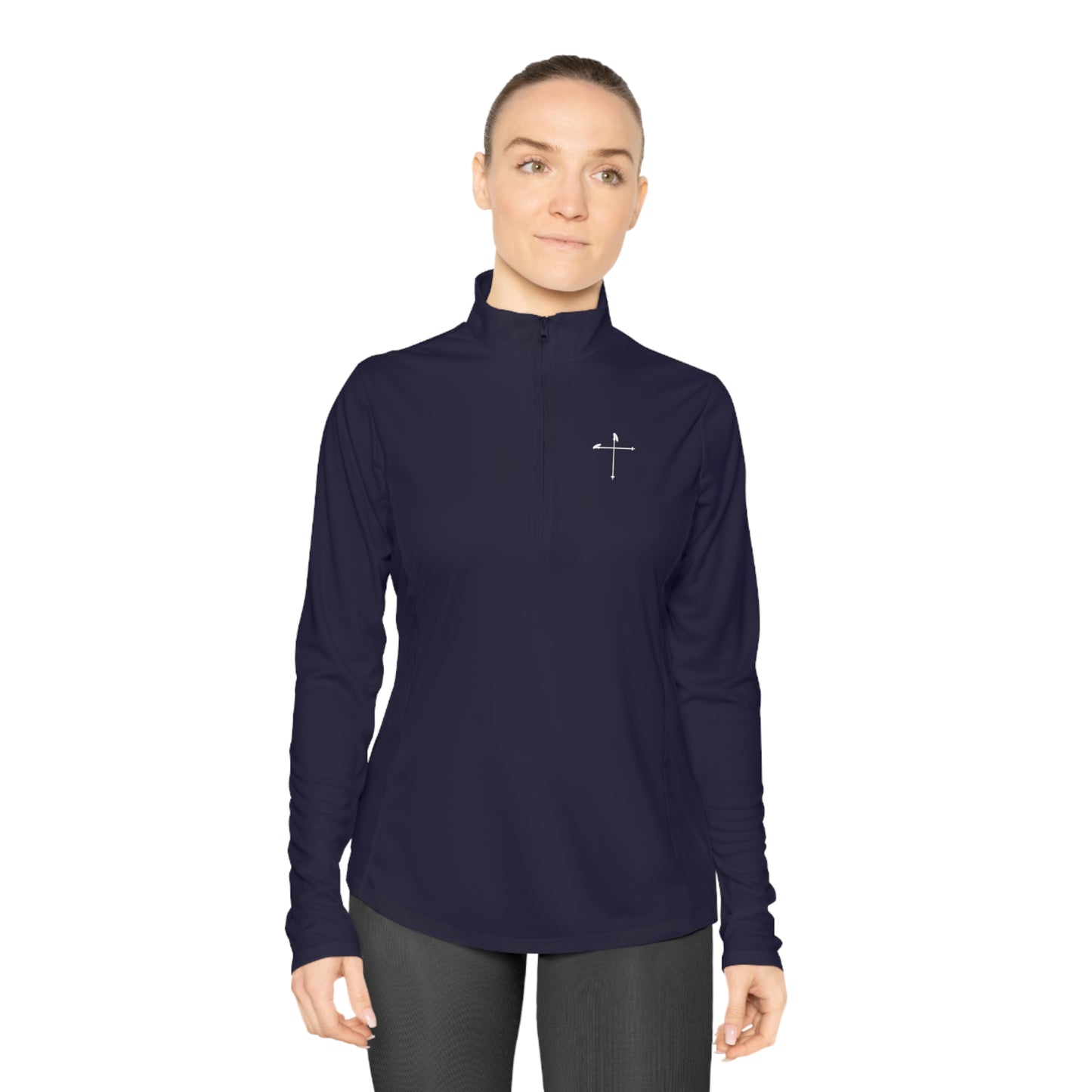 Ski Pole Cross Ladies Quarter-Zip Pullover