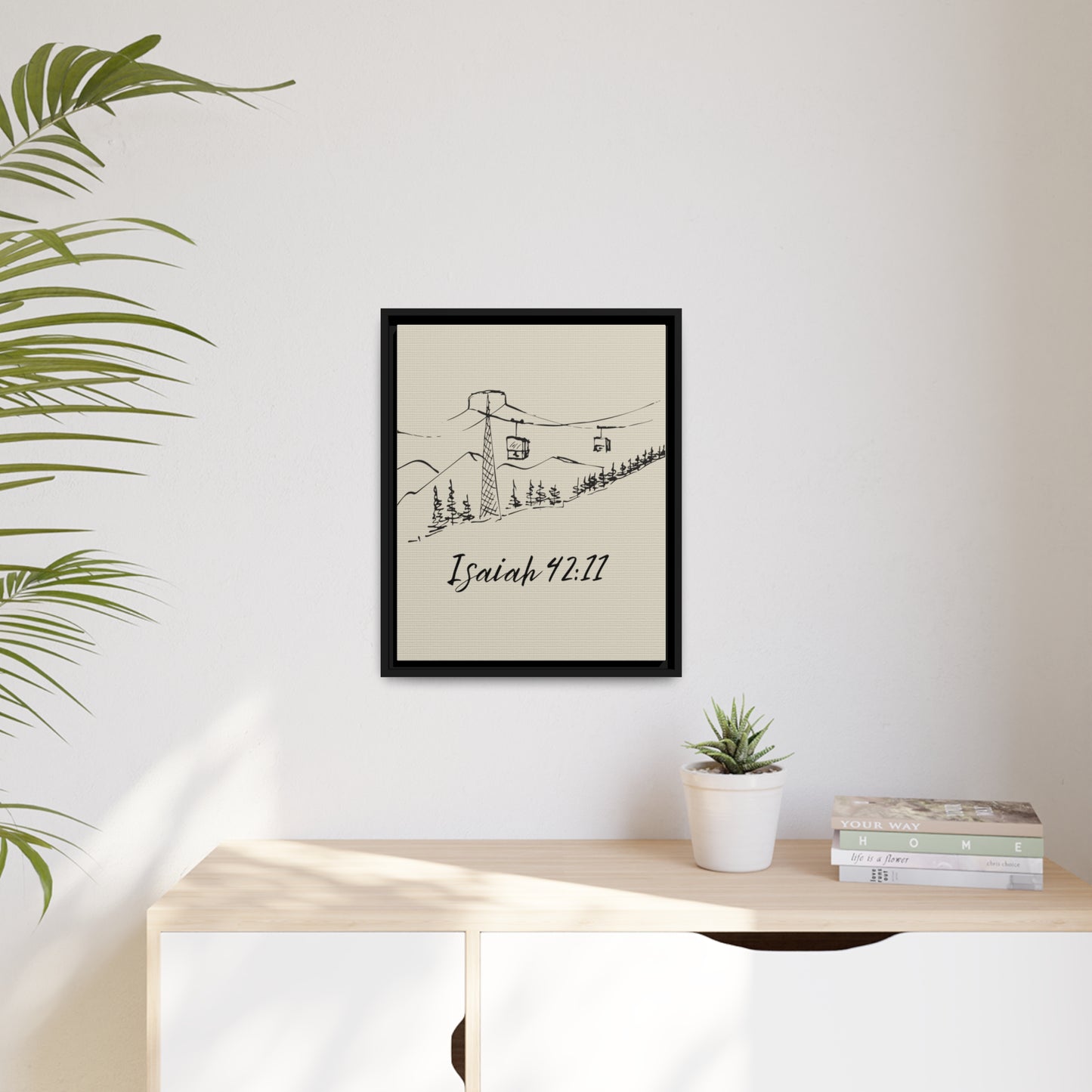 Isaiah 42:11 Canvas with Black Frame